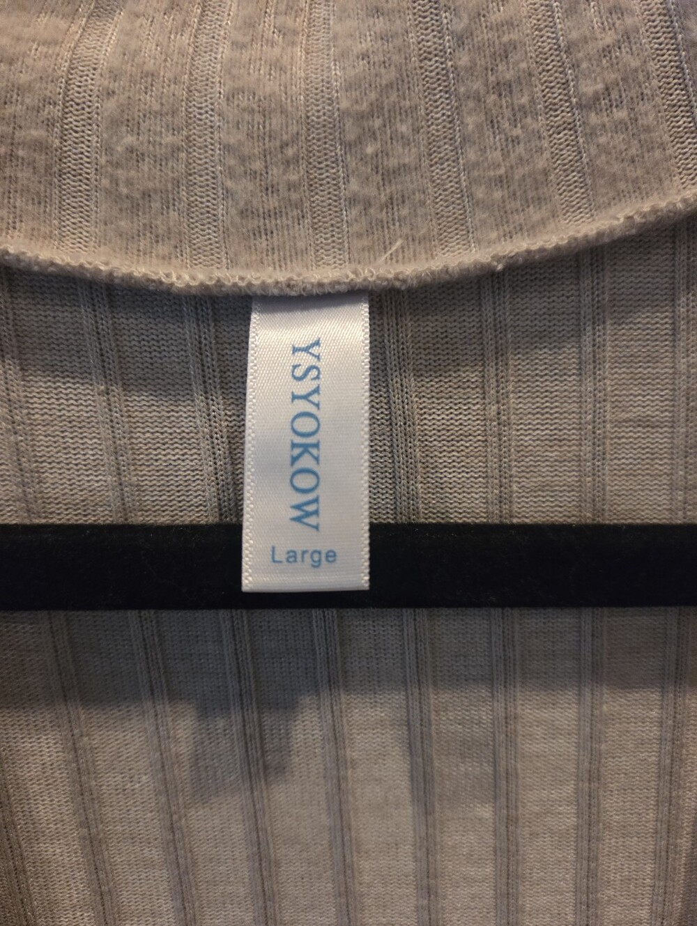 Open-Front Ribbed Knit Cardigan - Beige - Picture 2 of 3